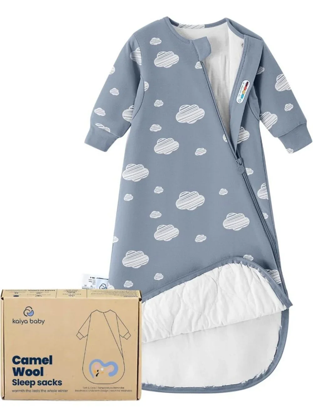Organic Cotton Baby Sleep Sack, Long Sleeve 1.0 TOG, 0-6M, Soft & Cozy Sleepwear